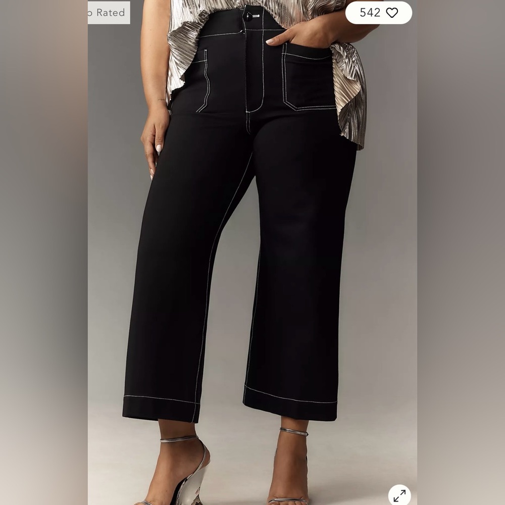 Anthropology The Colette Cropped Wide-Leg Pants by Maeve: Ponte Contrast Edition